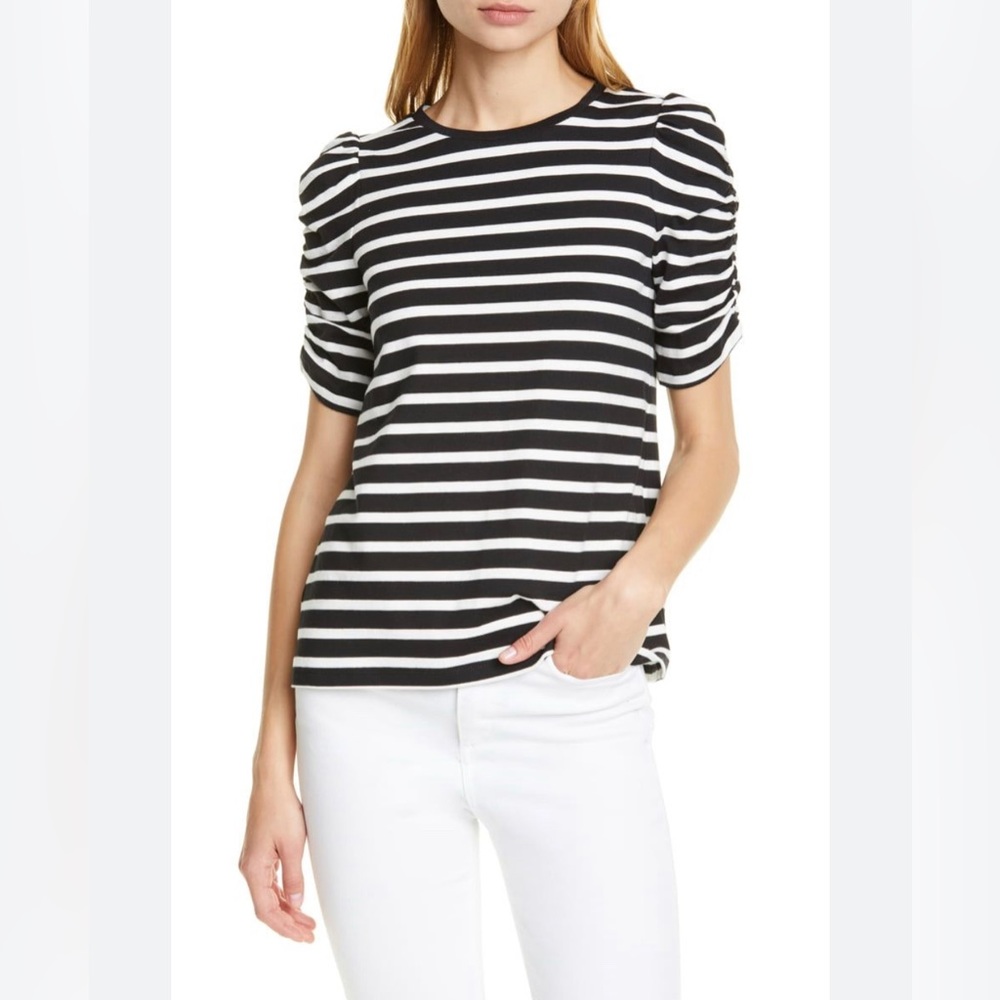 Kate spade sailing stripe ruched sleeve tee